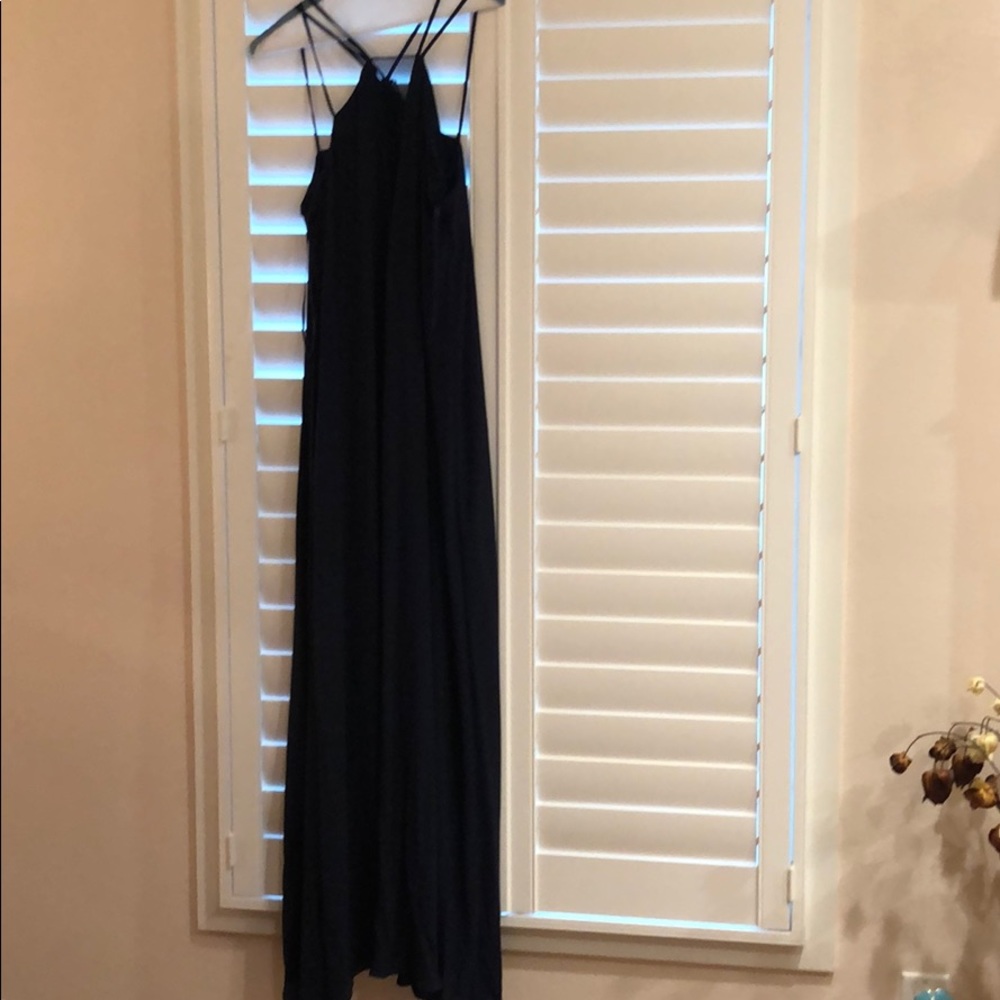 Navy sleeveless long dress